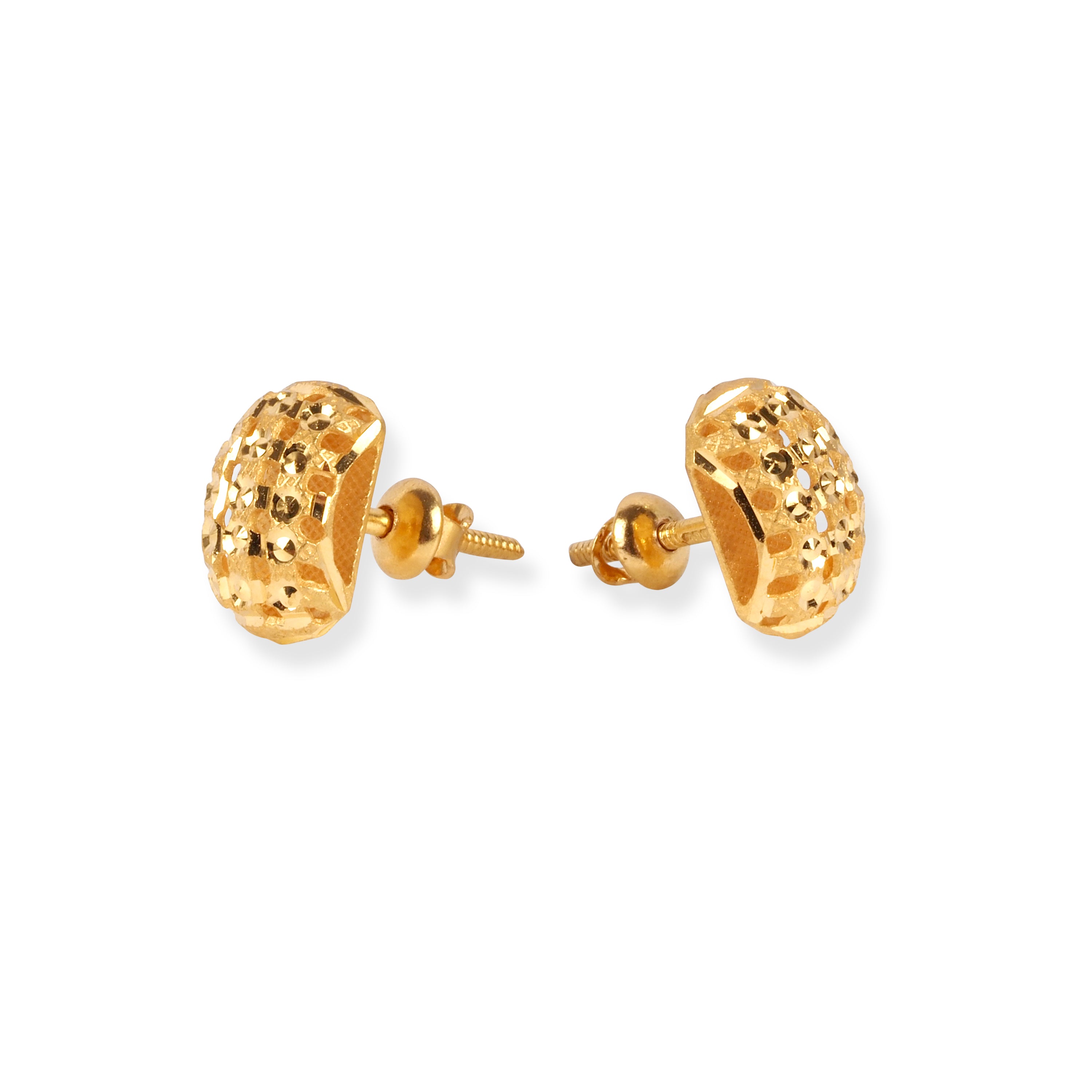 22ct Gold Stud Earrings with Jali Filigree Work Design