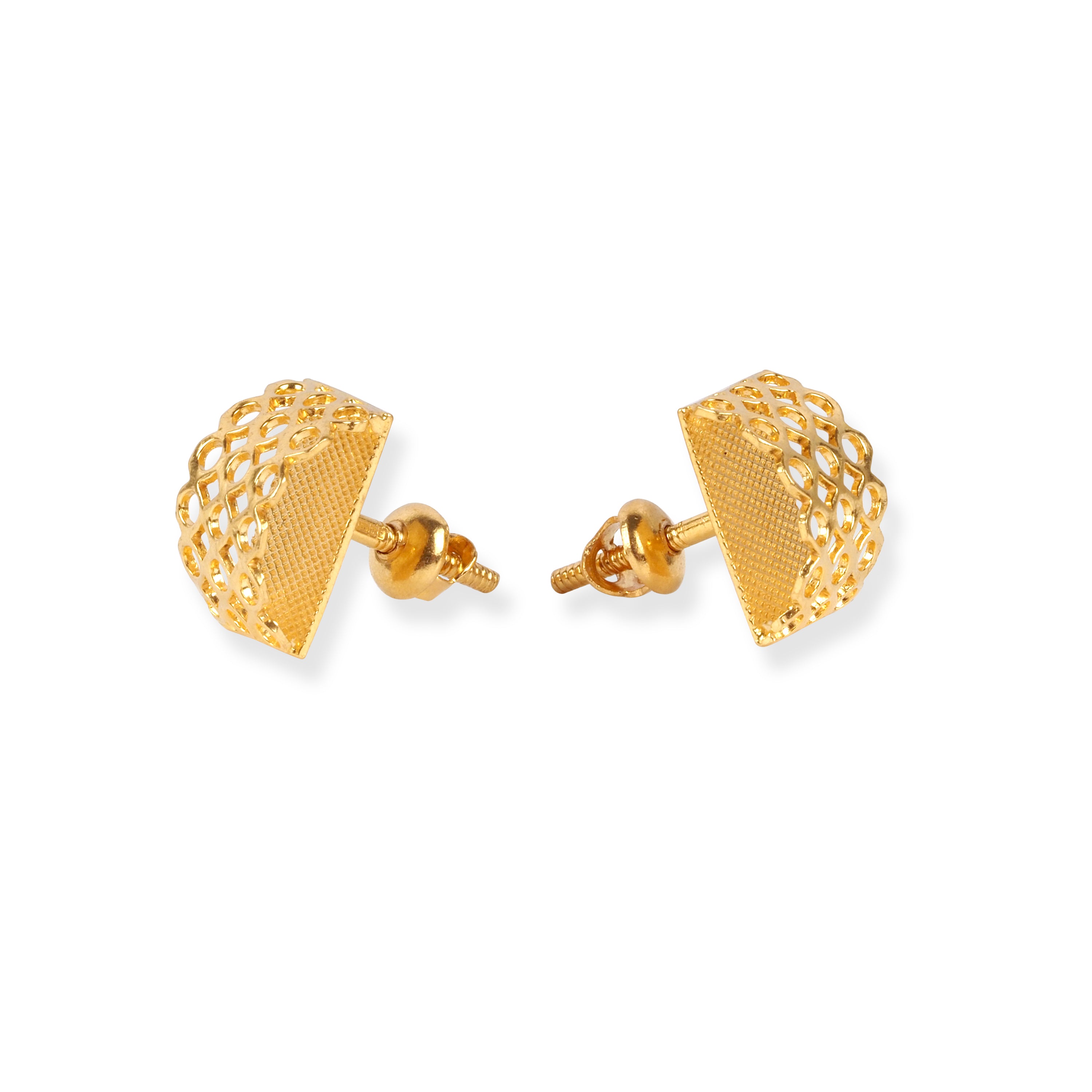 22ct Gold Stud Earrings with Jali Filigree Work Design