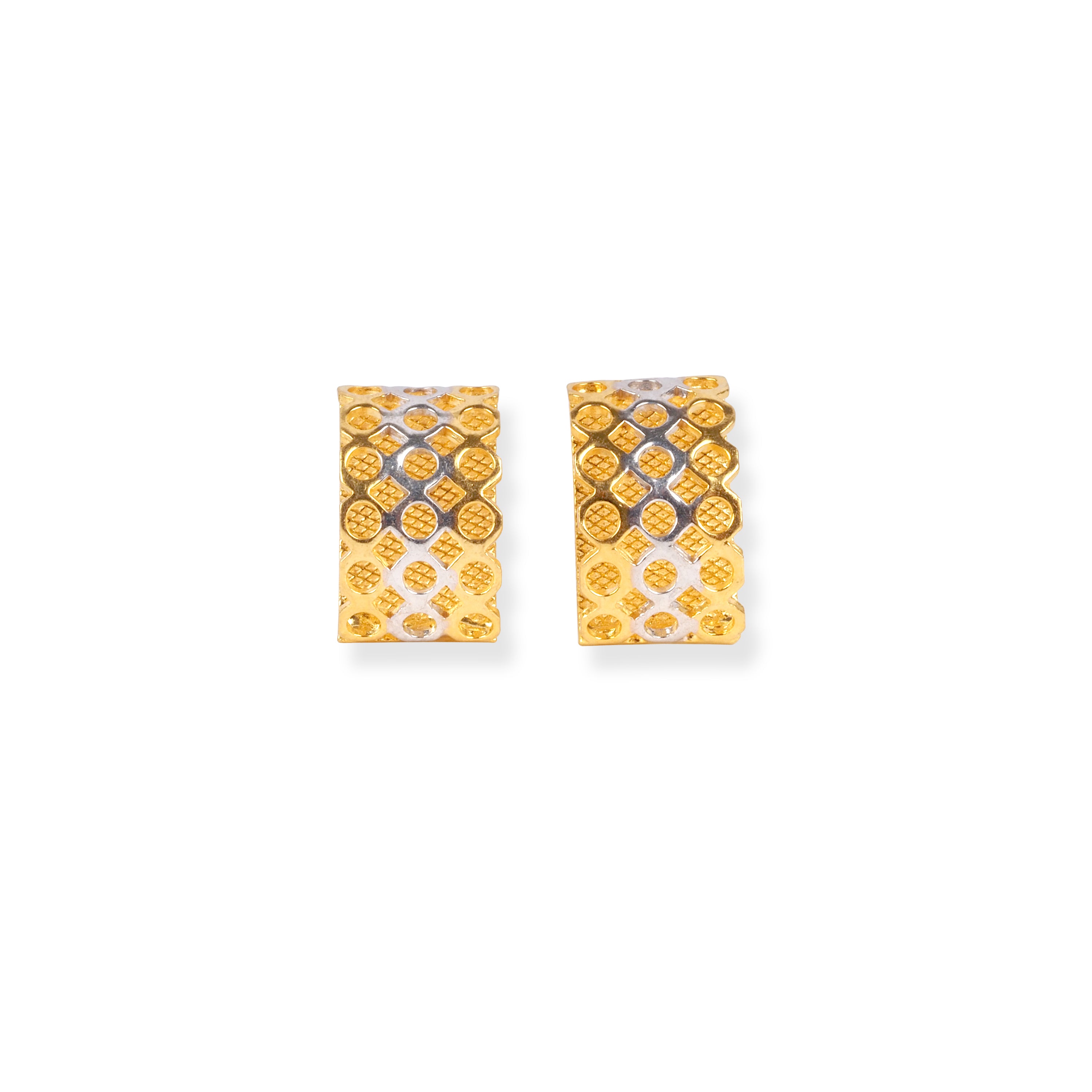 22ct Gold Stud Earrings with Rhodium Design