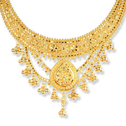 22ct Gold Filigree work Design Set with Beaded Drops N-7925 - Minar Jewellers