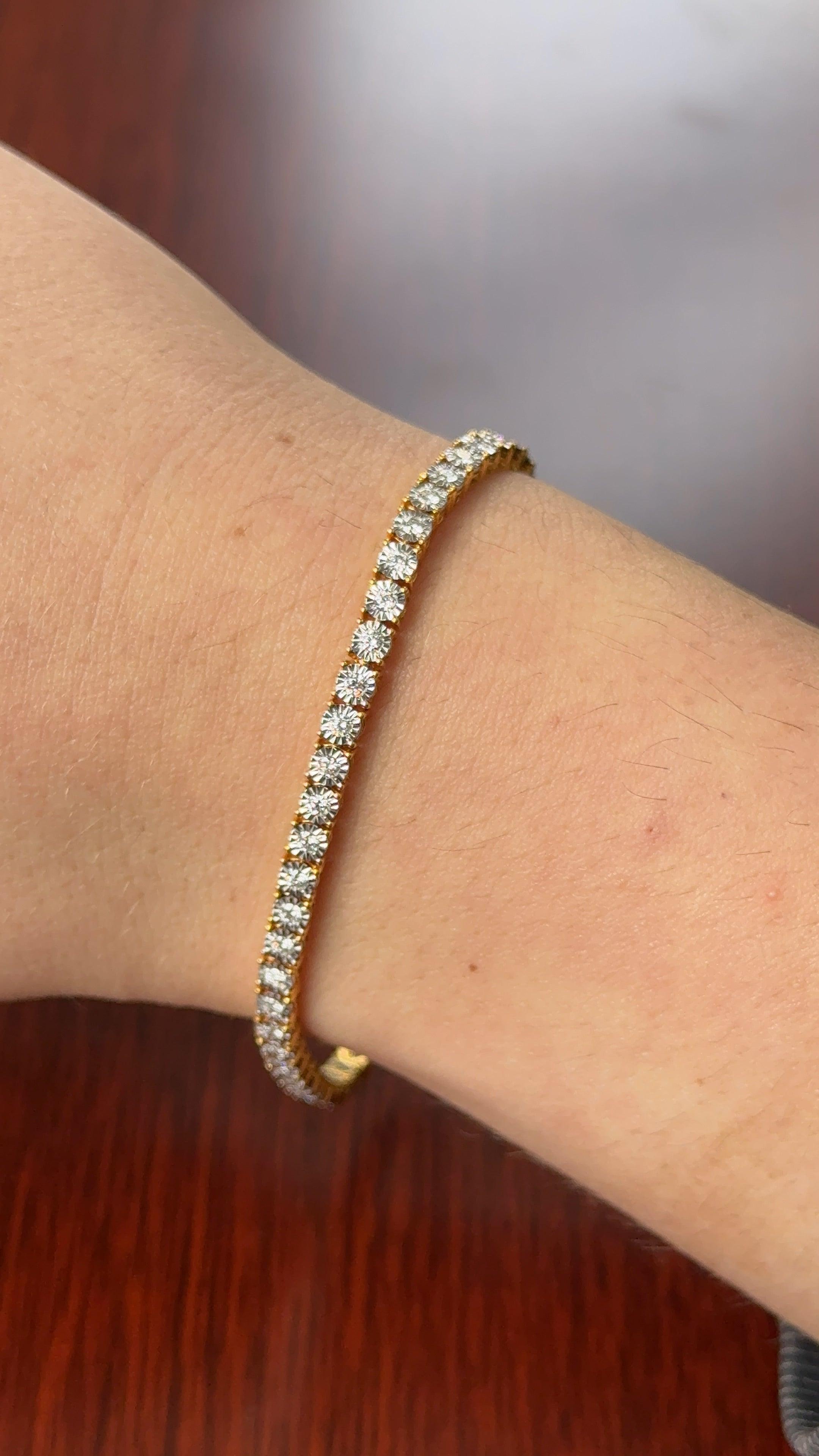 18ct Yellow Gold Diamond Tennis Bracelet with Box Clasp MCS4852