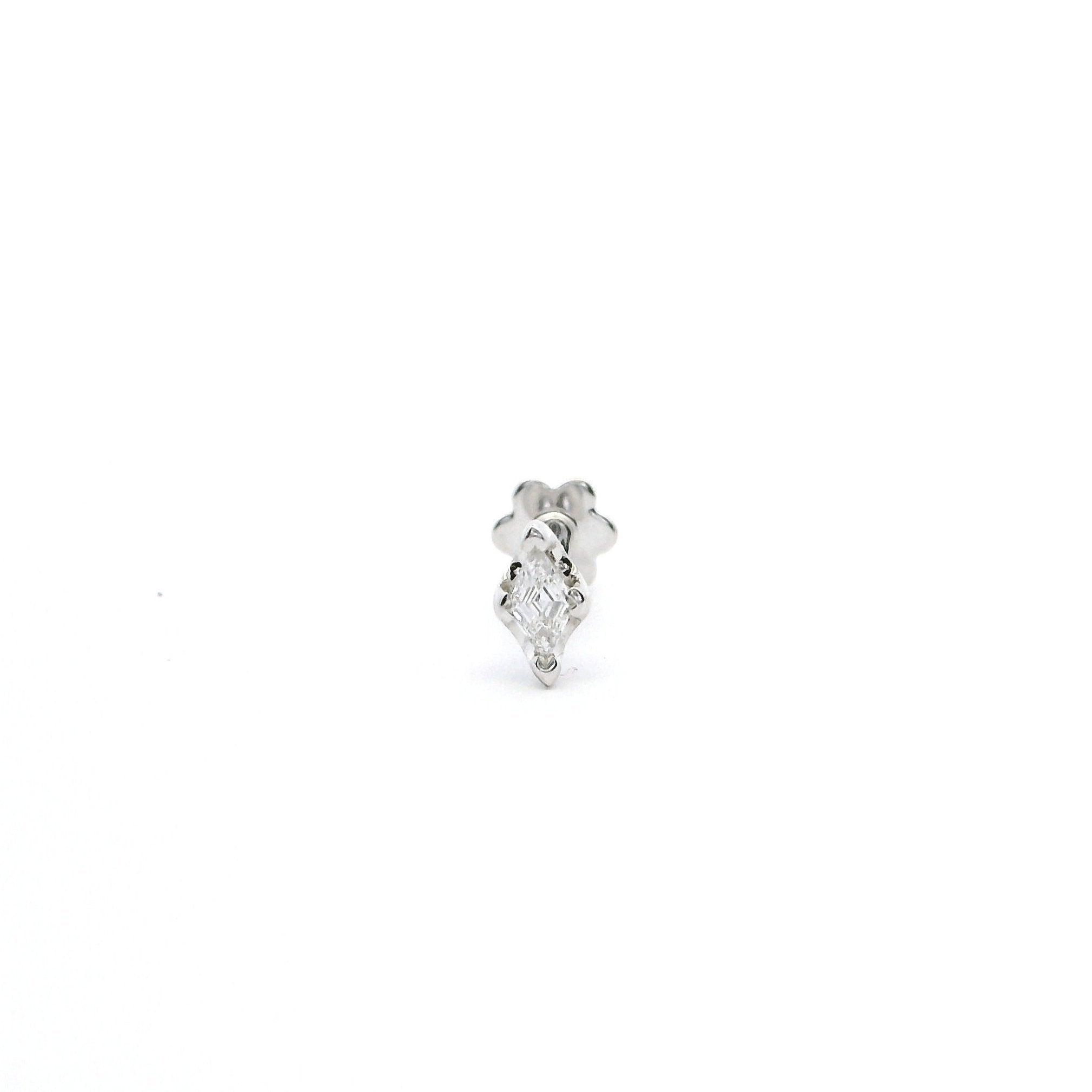 18ct White Gold Kite-Shaped Diamond Screw Back Nose Stud