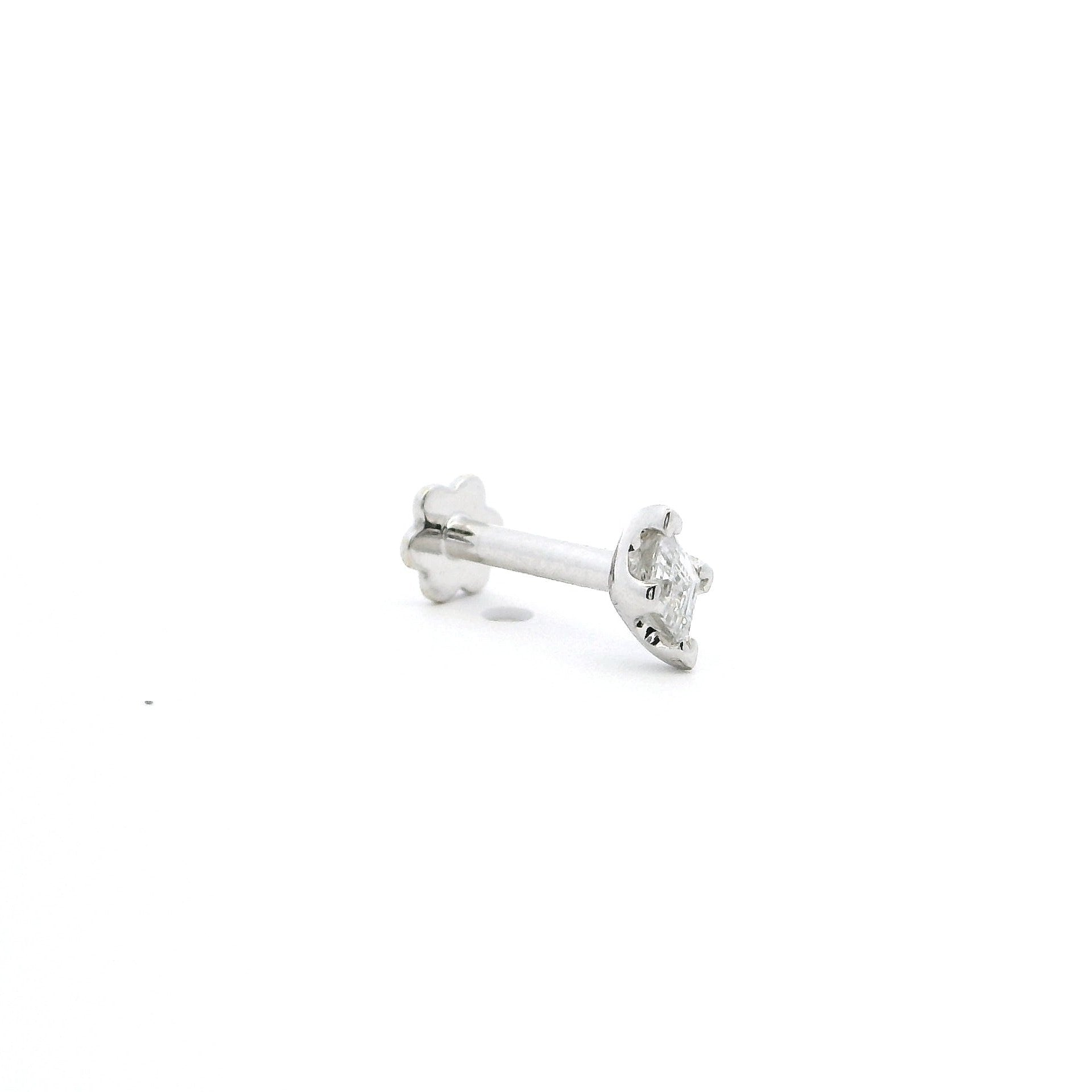 18ct White Gold Kite-Shaped Diamond Screw Back Nose Stud