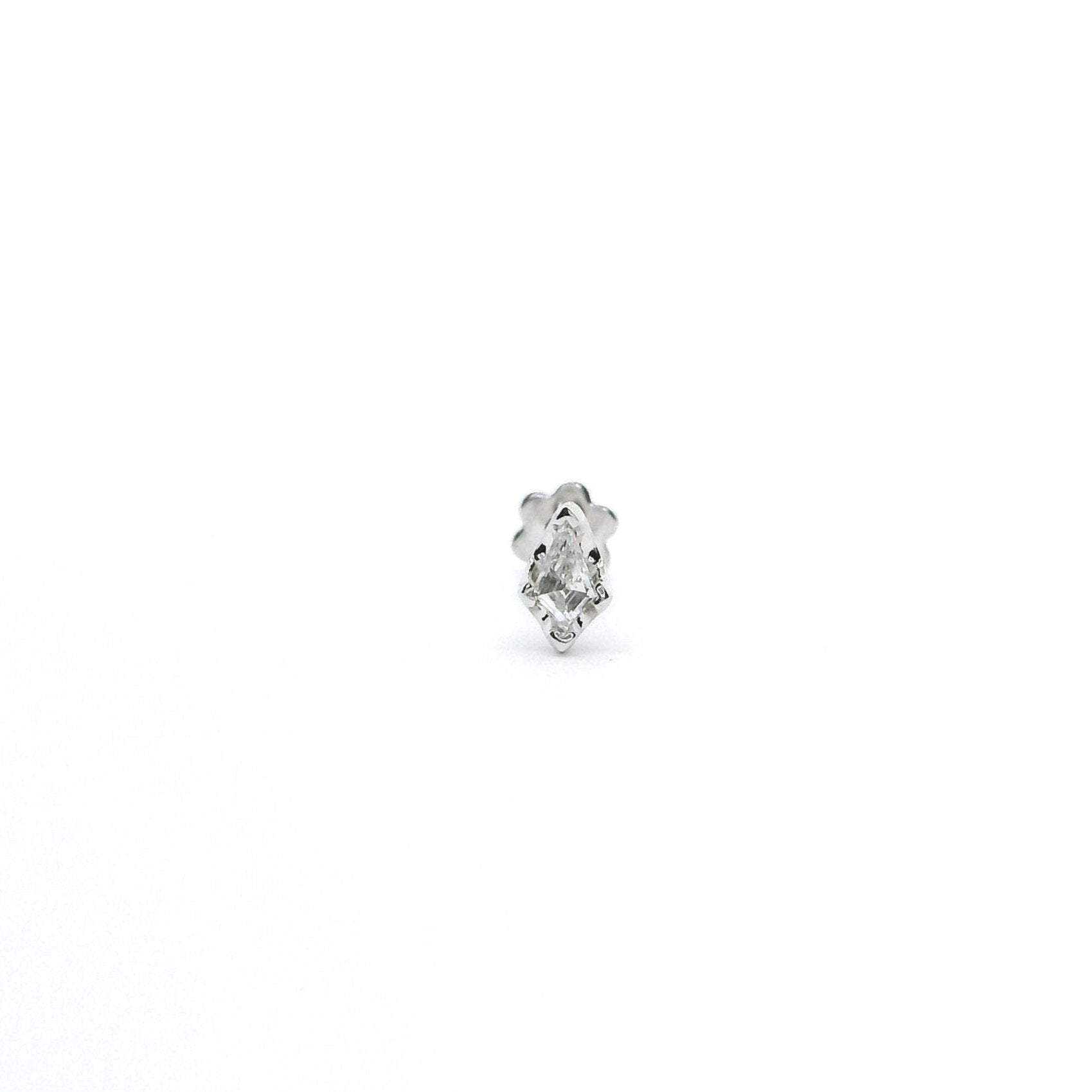 18ct White Gold Kite-Shaped Diamond Screw Back Nose Stud