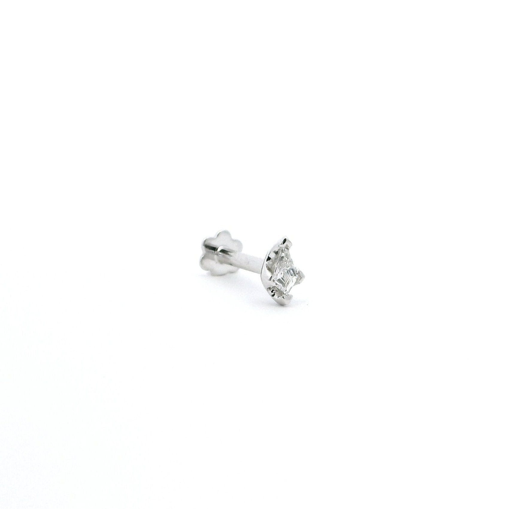 18ct White Gold Kite-Shaped Diamond Screw Back Nose Stud