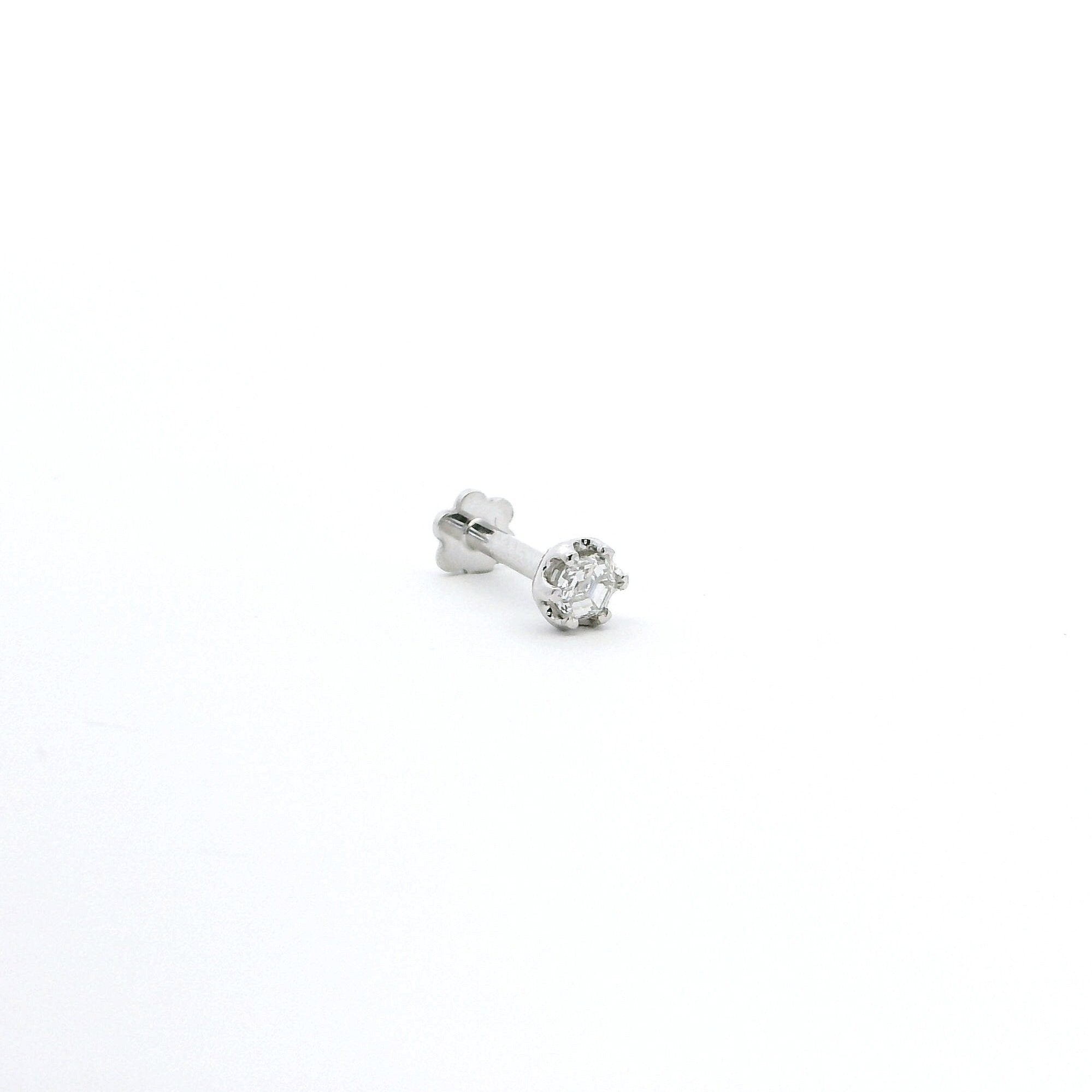 18ct White Gold Hexagon-Shaped Diamond Screw Back Nose Stud