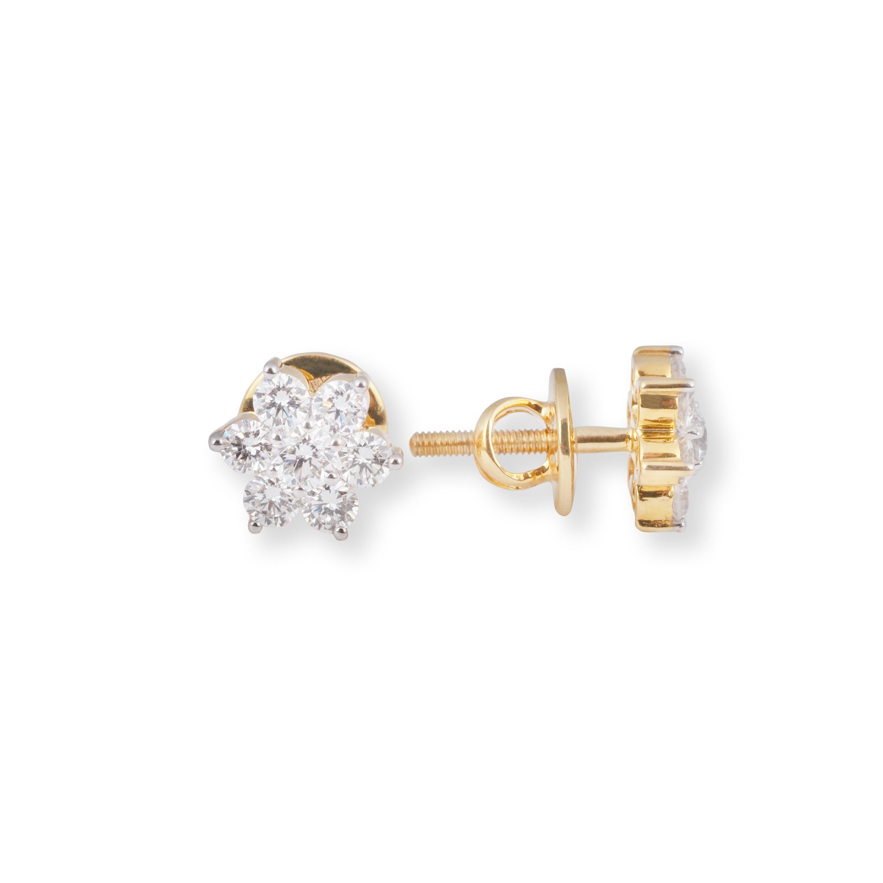 18ct Gold Diamond Screw Back Earrings MCS6076