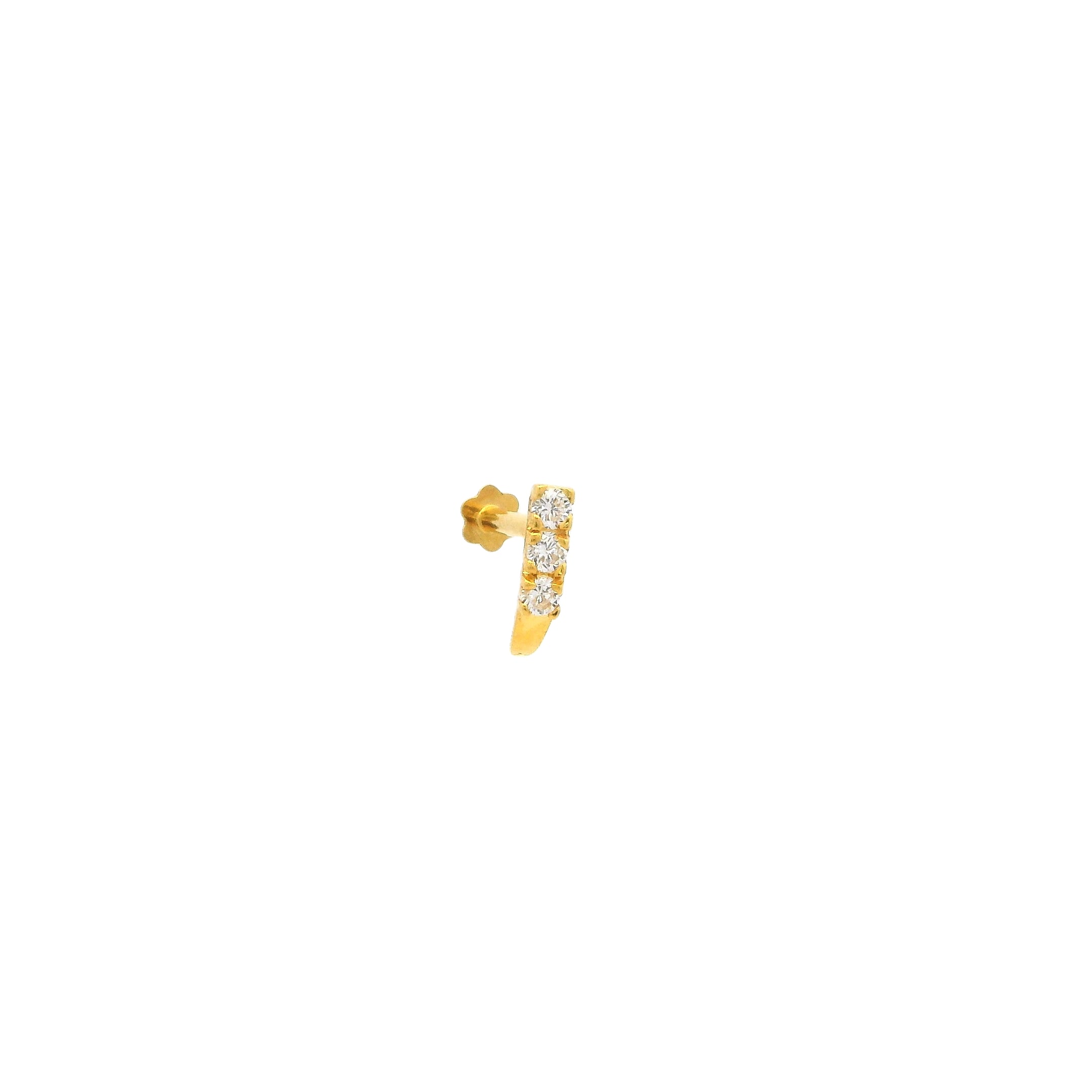 18ct Yellow Gold Faux Nose Ring with Screw Back Nose Stud set with three Cubic Zirconia.