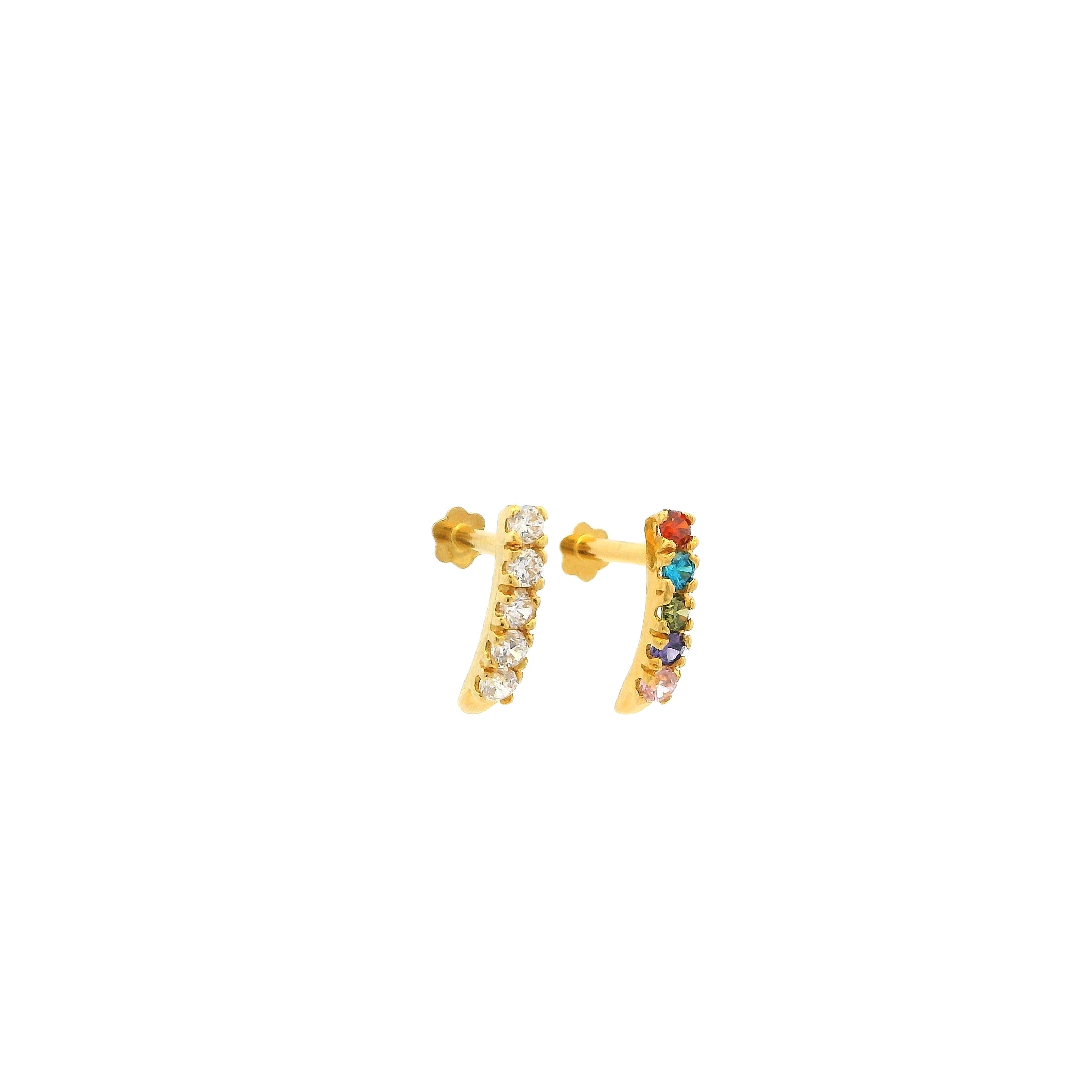 18ct Yellow Gold Faux Nose Ring with Screw Back Nose Stud set with five Cubic Zirconia.