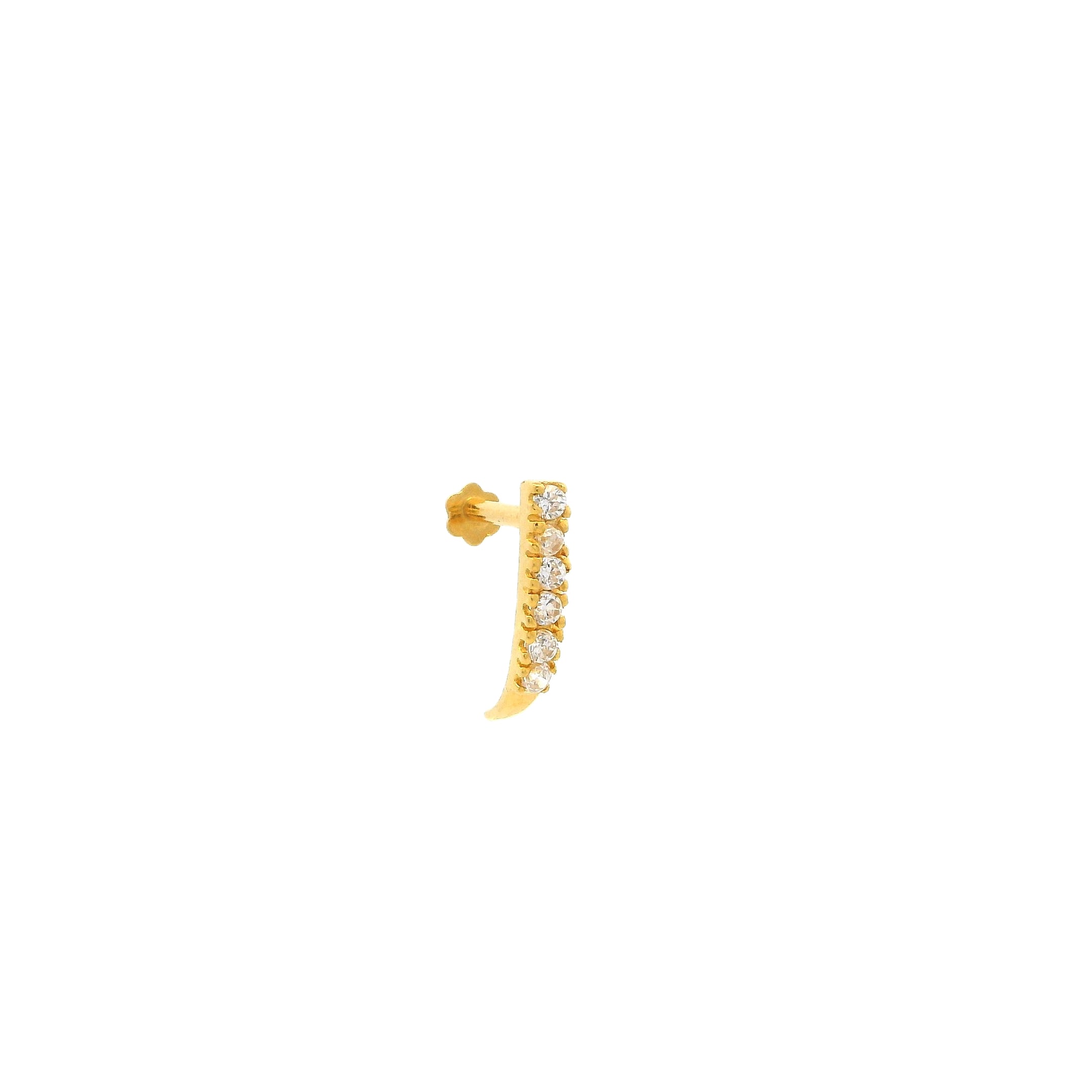 18ct Yellow Gold Faux Nose Ring with Screw Back Nose Stud set with six Cubic Zirconia.