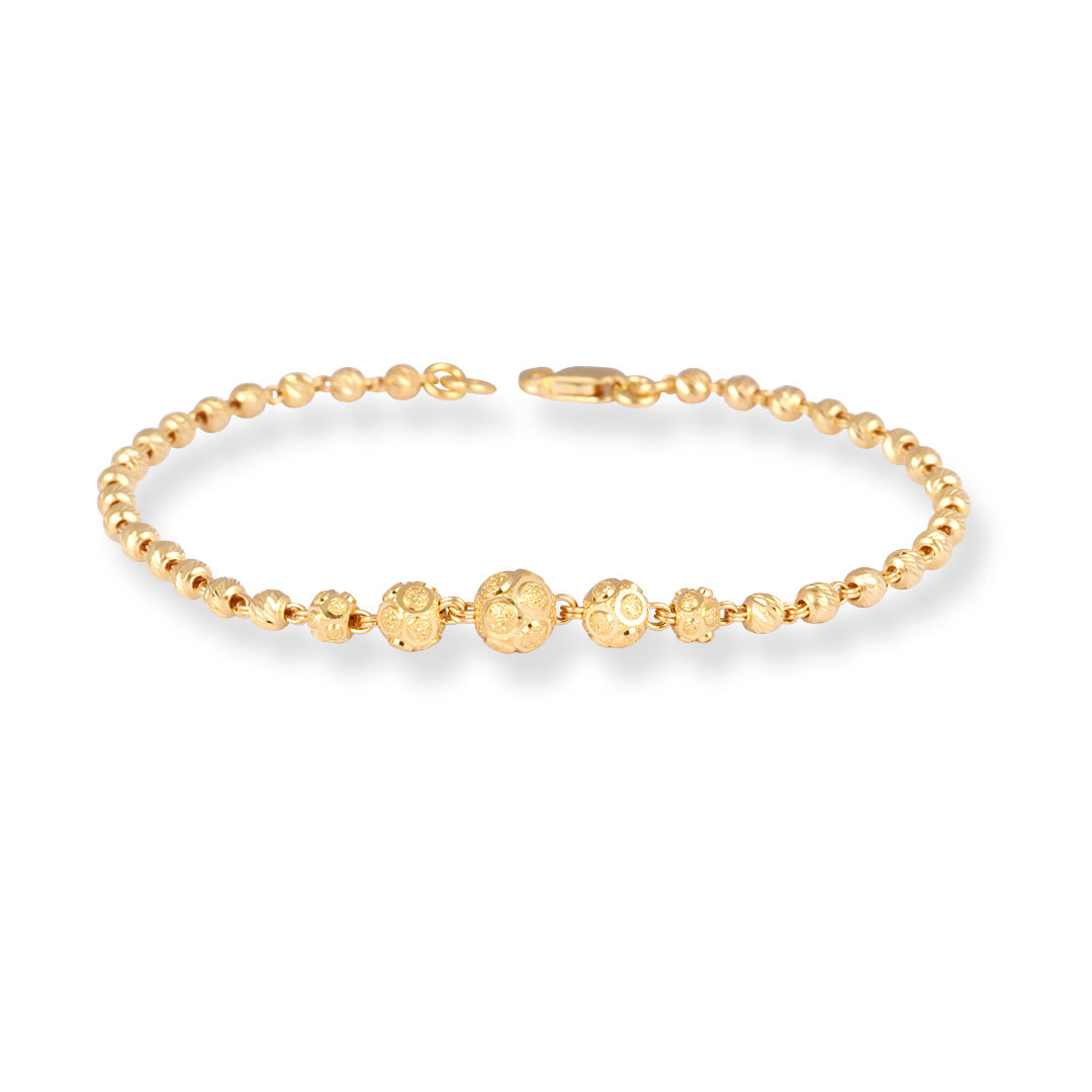 22ct Gold Bracelet with Diamond-Cut Beads & Lobster Claw Clasp – Luxury Gold Jewellery