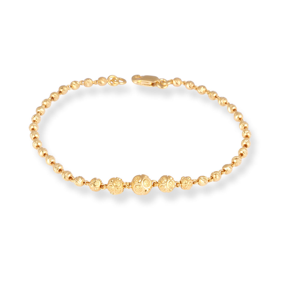 22ct Gold Bracelet with Diamond-Cut Beads & Lobster Claw Clasp – Luxury Gold Jewellery