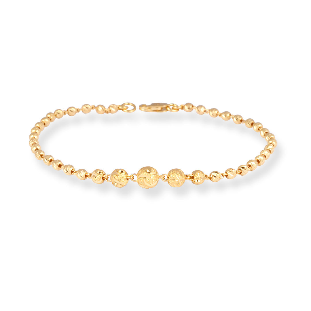 22ct Gold Bracelet with Diamond-Cut Beads & Lobster Claw Clasp – Elegant Bracelet for Women