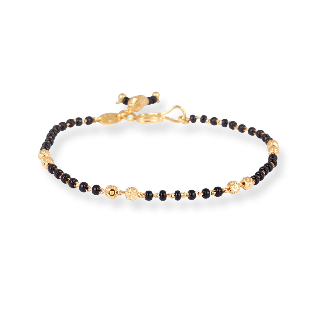 22ct Gold Bracelet with Black and Gold Beads & ''U Hook'' Clasp – Everyday Bracelet for Women