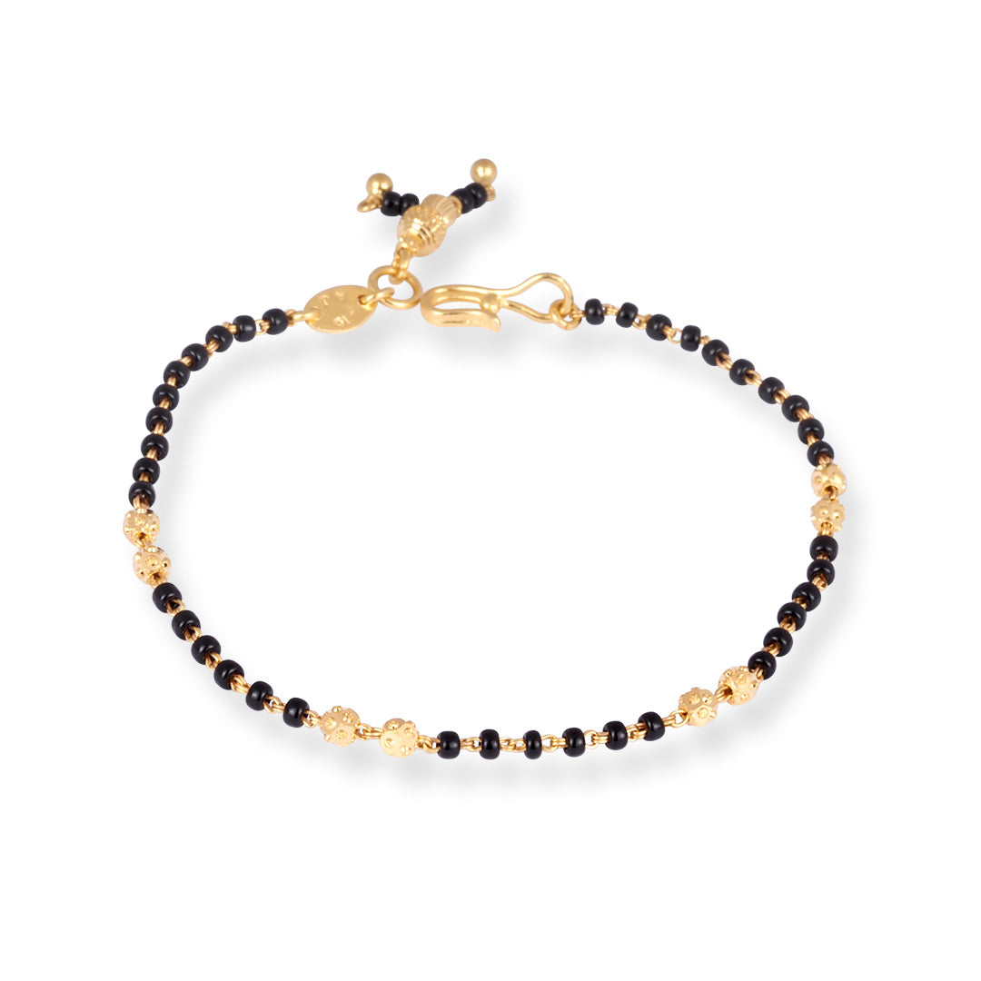 22ct Gold Bracelet with Black and Gold Beads & ''U Hook'' Clasp – Everyday Bracelet for Women