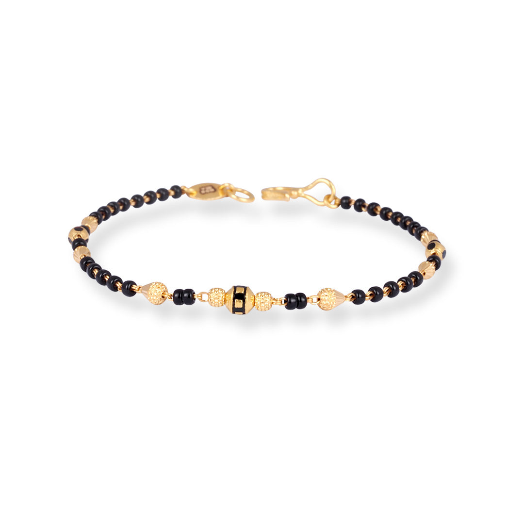 22ct Gold Bracelet with Black and Gold Beads & ''U Hook'' Clasp – Luxury Bracelet for Women