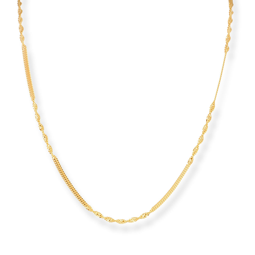 22ct Gold Flat with Twiist Chain with Lobster Clasp | Elegant Flat Design Chain | 16 Inches