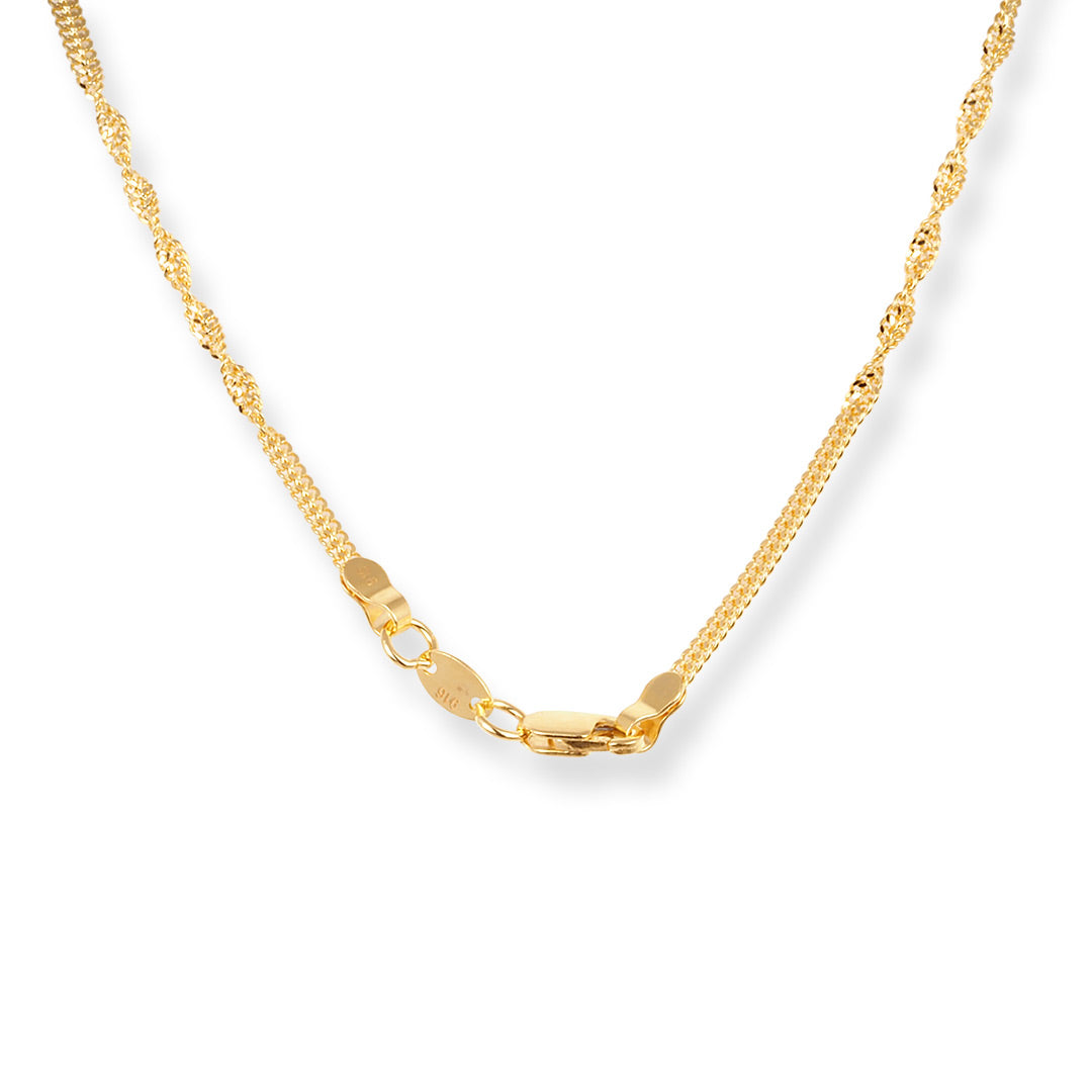 22ct Gold Flat with Twiist Chain with Lobster Clasp | Elegant Flat Design Chain | 16 Inches