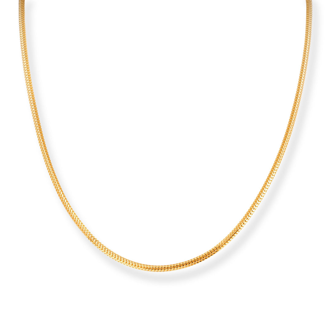 22ct Yellow Gold Round Foxtail Chain with Lobster Clasp – Stylish and Durable Jewellery for Everyday Wear