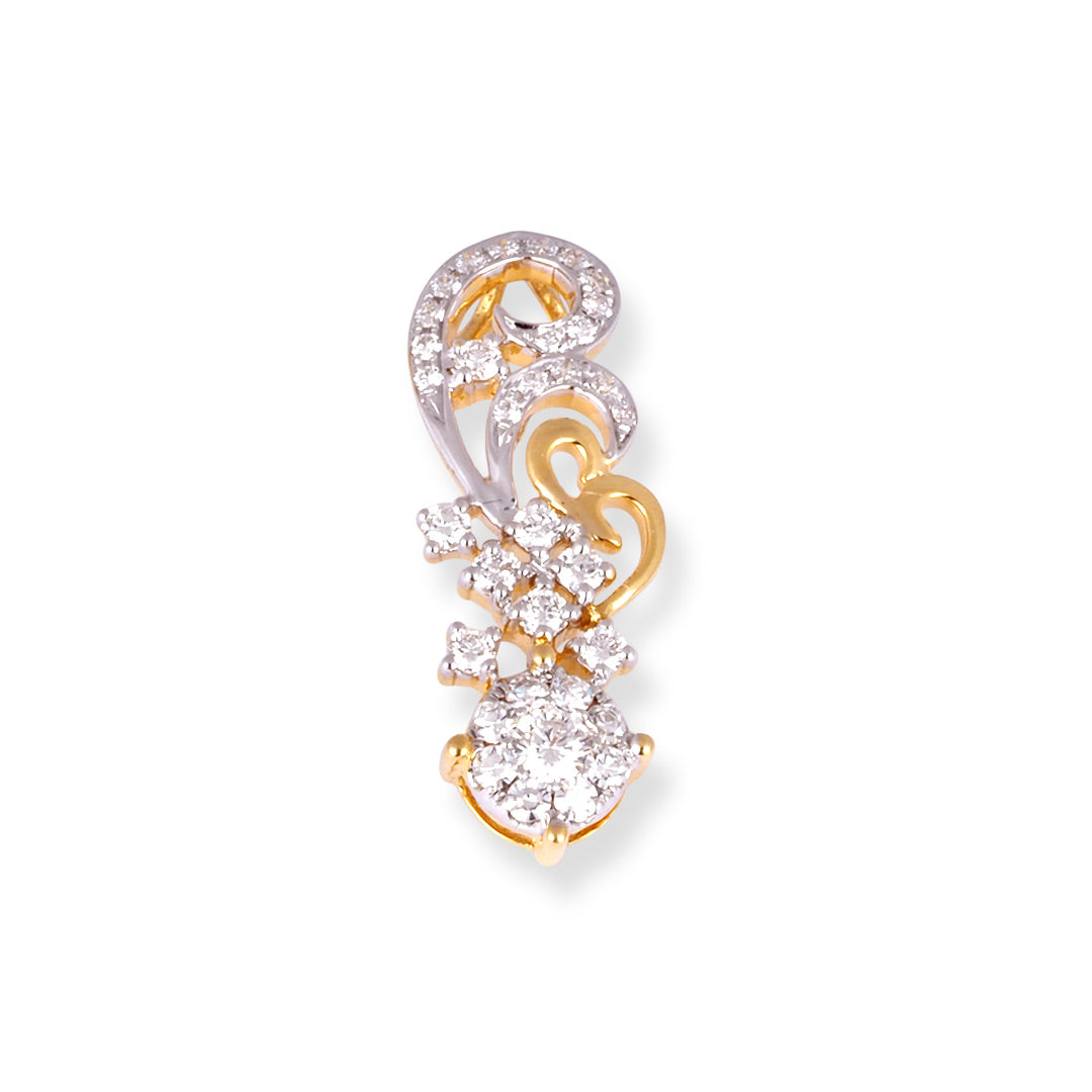 18ct Gold Two Tone Diamond Pendant.