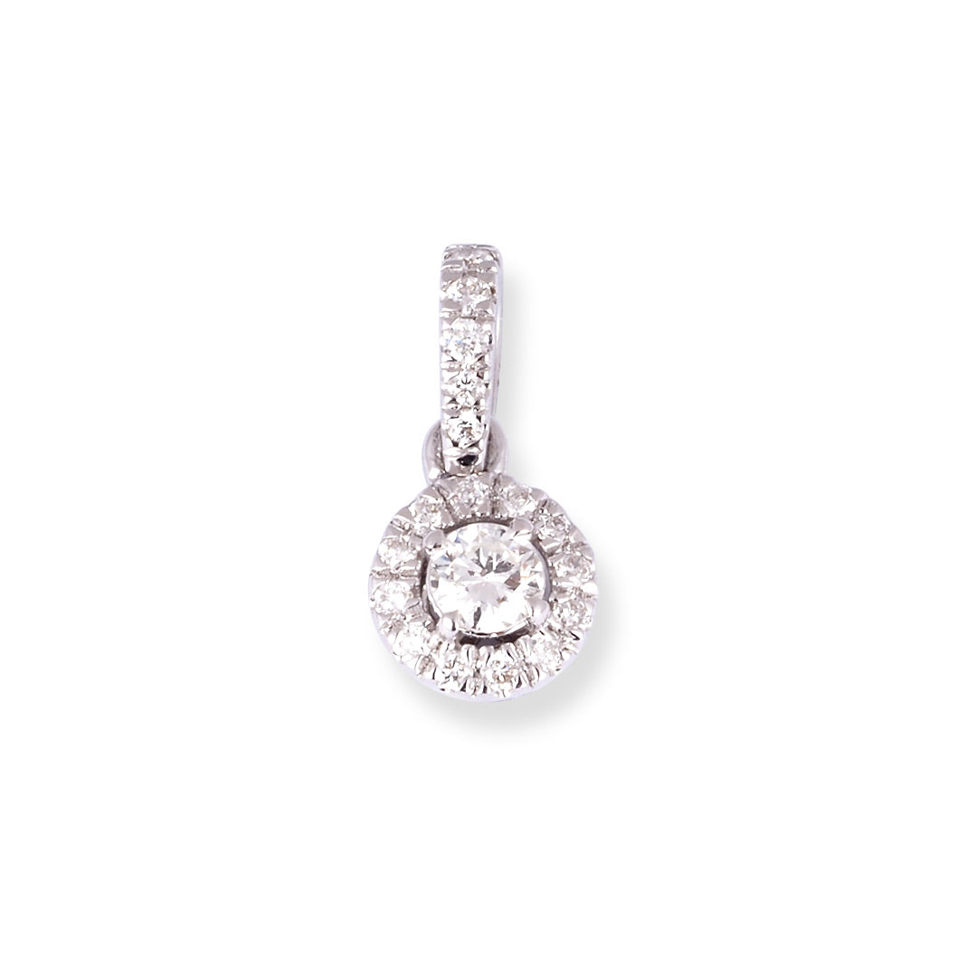 18ct White Gold Cluster Diamond Pendant.