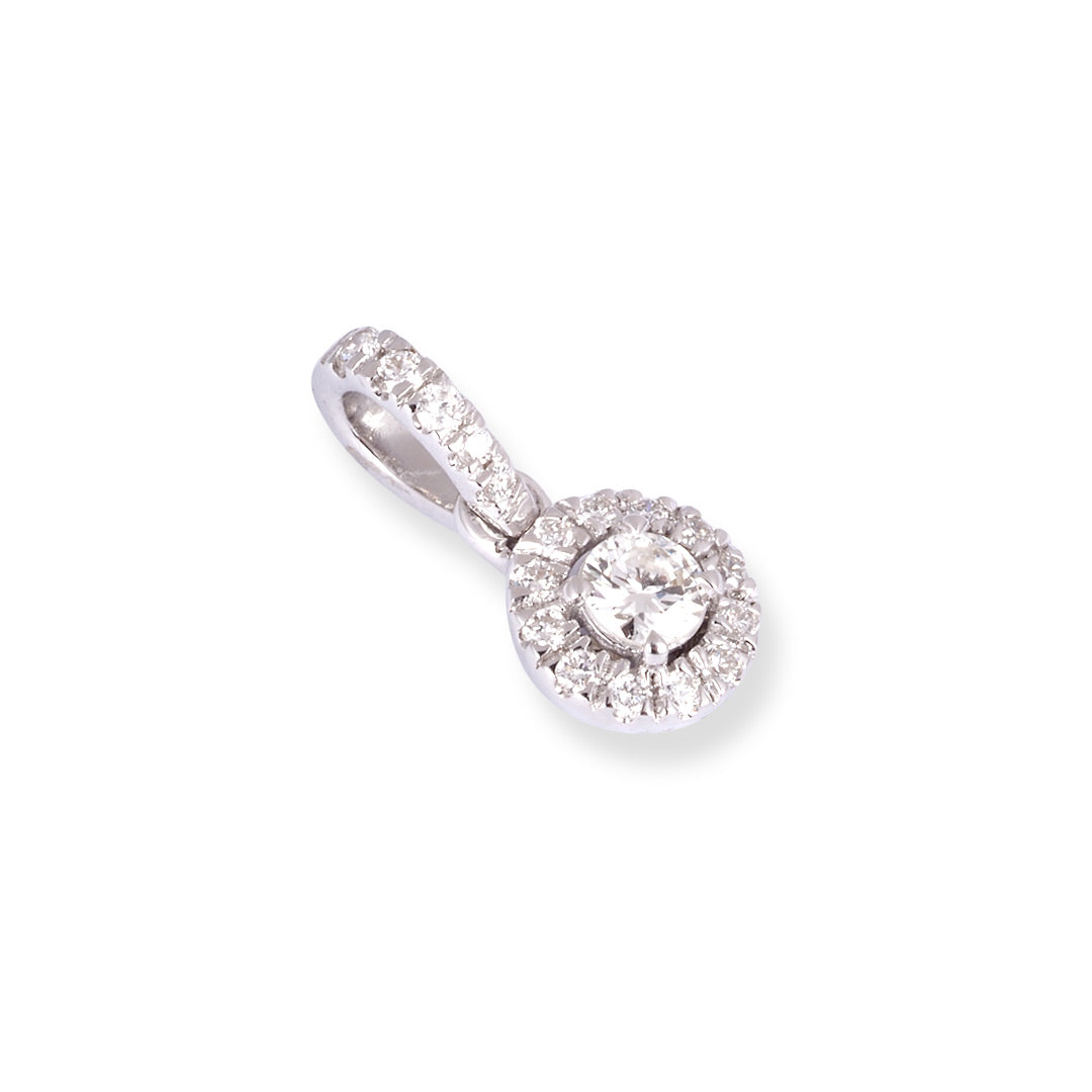 18ct White Gold Cluster Diamond Pendant.