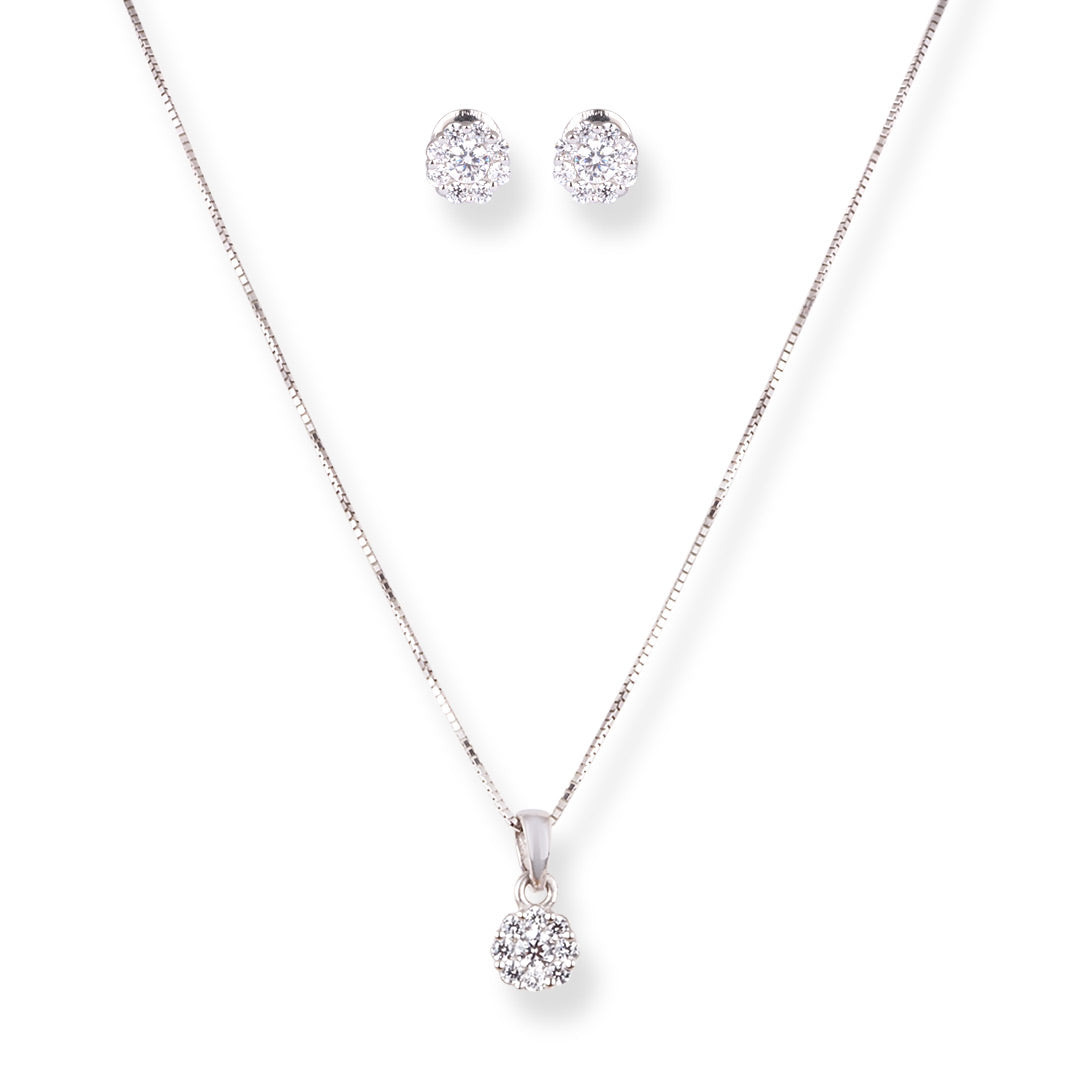 18ct White Gold Pendant Suite with Cubic Zirconia Stones