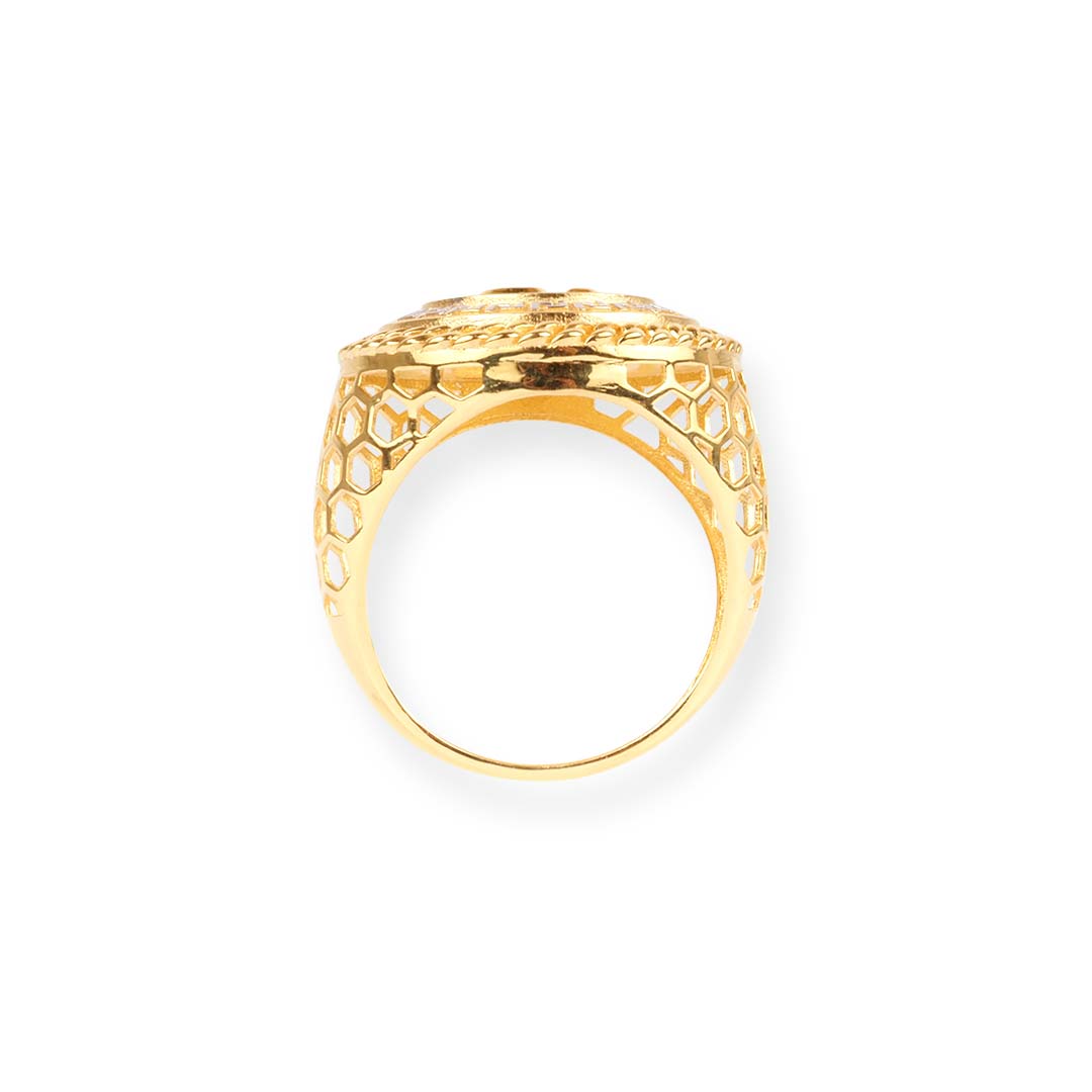 22ct Yellow Gold Men's ॐ Ring | Spiritual & Everyday Jewellery for Men | Size V