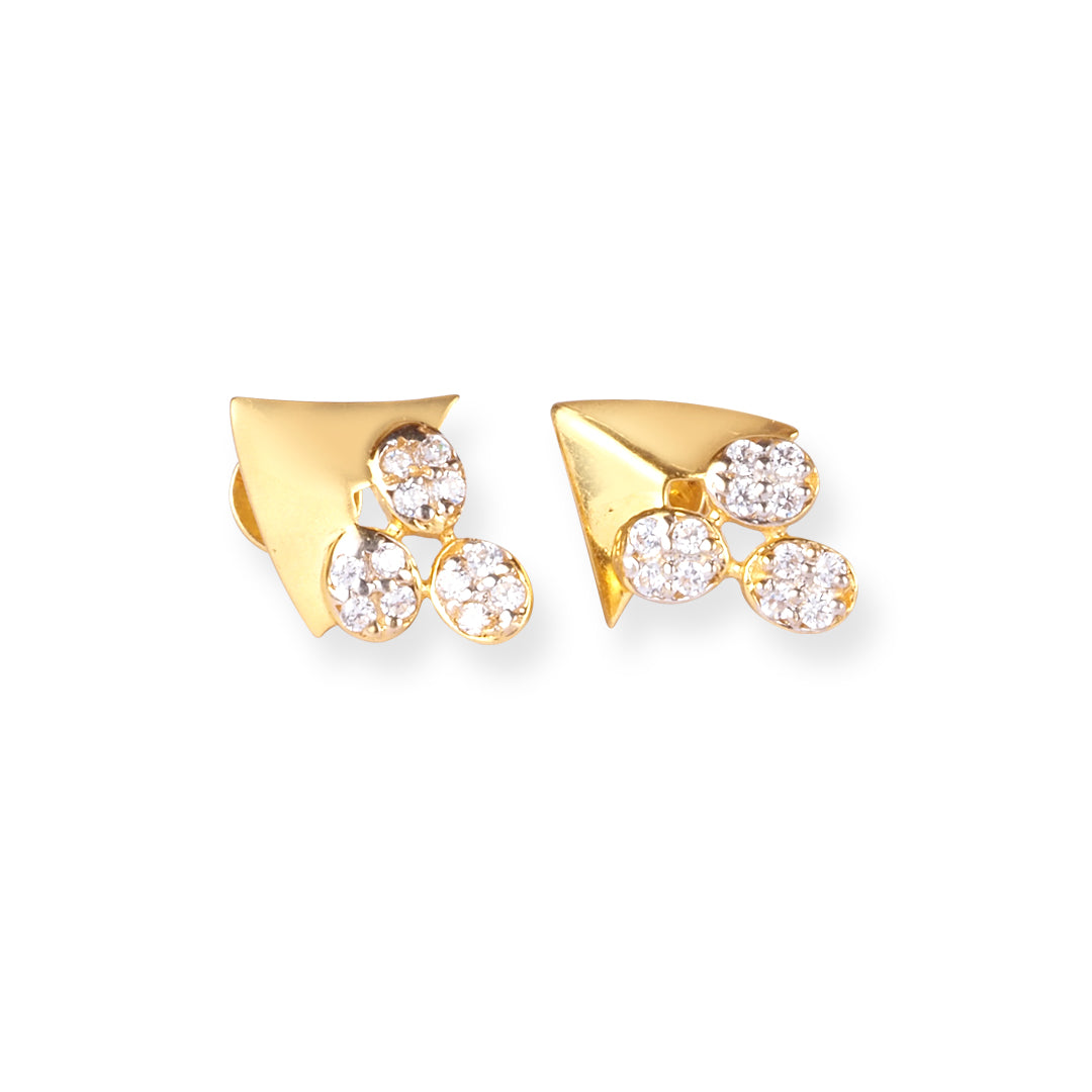 22ct Yellow Gold Earrings with Cubic Zirconia Stones - Premium Gold Jewellery