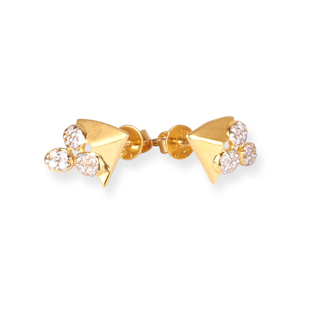 22ct Yellow Gold Earrings with Cubic Zirconia Stones - Premium Gold Jewellery