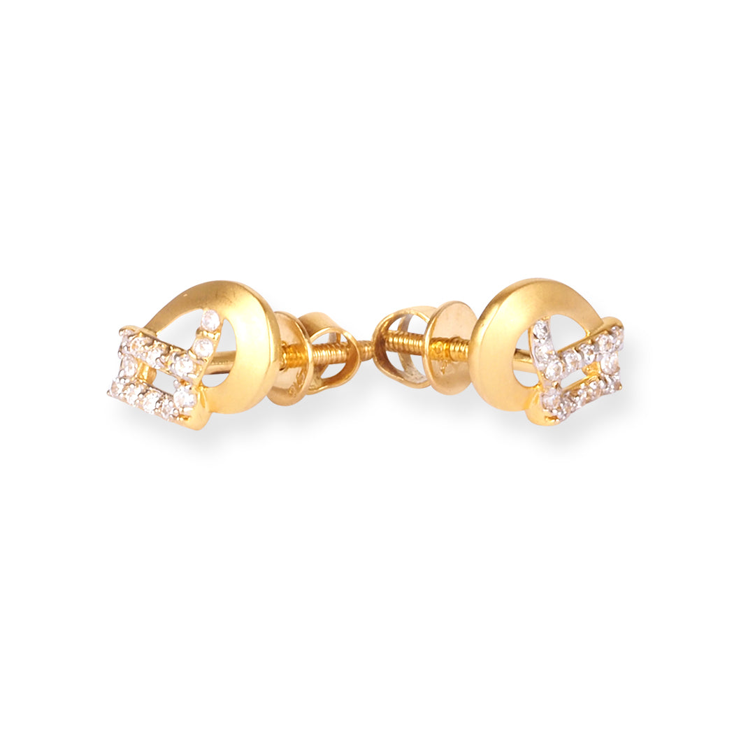 22ct Yellow Gold Earrings with Cubic Zirconia Stones - Sparkling Jewellery for Women