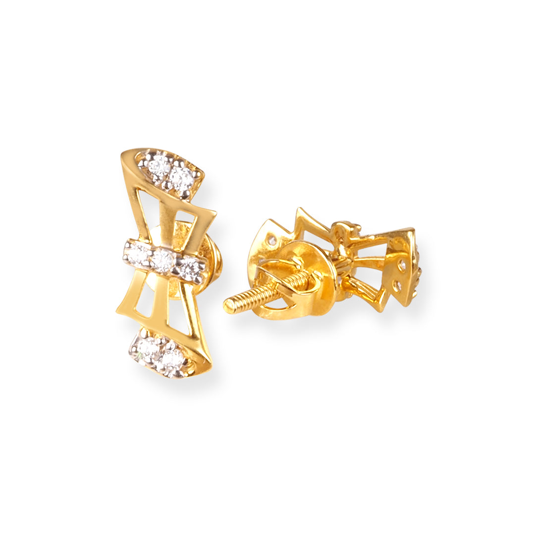 22ct Yellow Gold Earrings with Cubic Zirconia Stones - Elegant Jewellery for Women