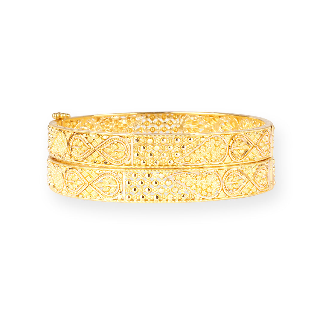 22ct Yellow Gold Bangle with Filigree Work & Secure Screw Fitting – Elegant, Intricate Design