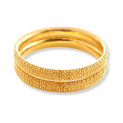 22ct Gold Pair of Bangles with Filigree Work & Comfort fit Finish B-8582 - Minar Jewellers