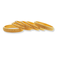 Set of Six 22ct Gold Bangles with Diamond Cut Bead Design B-8580 - Minar Jewellers