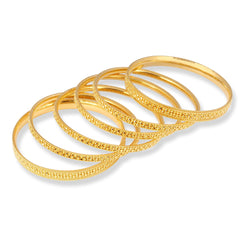 Set of Six 22ct Gold Bangles with Diamond Cut Design and Filigree Work B-8577 - Minar Jewellers