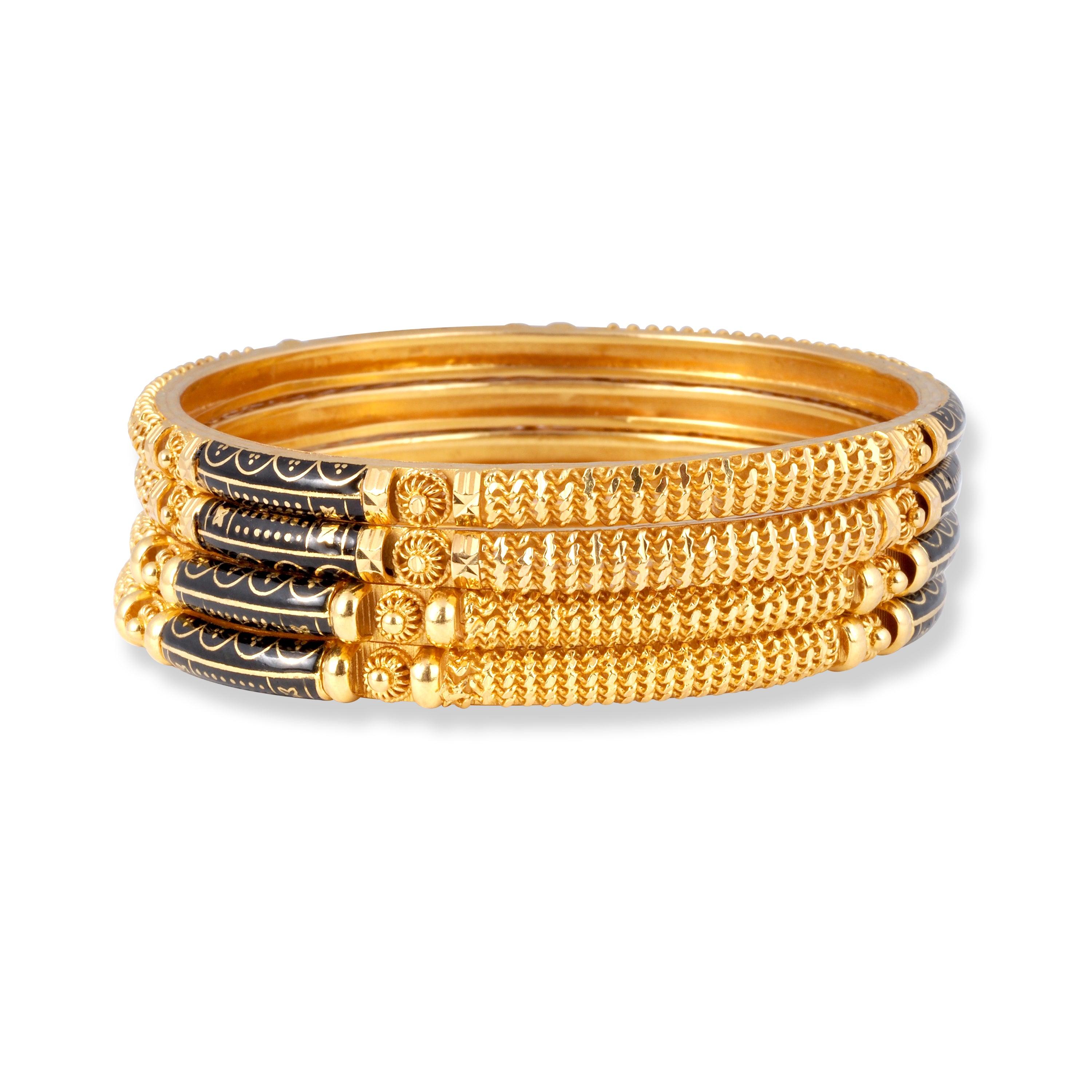 Set of Four 22ct Gold Bangles with Black Rhodium Plating B 8579