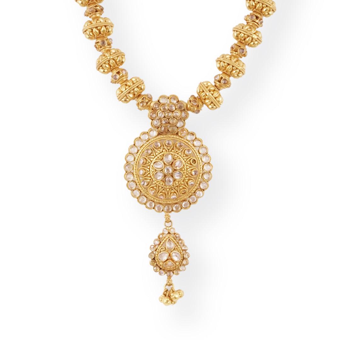 Buy quality 22kt Gold Cz Casting Short Necklace Set in Chennai