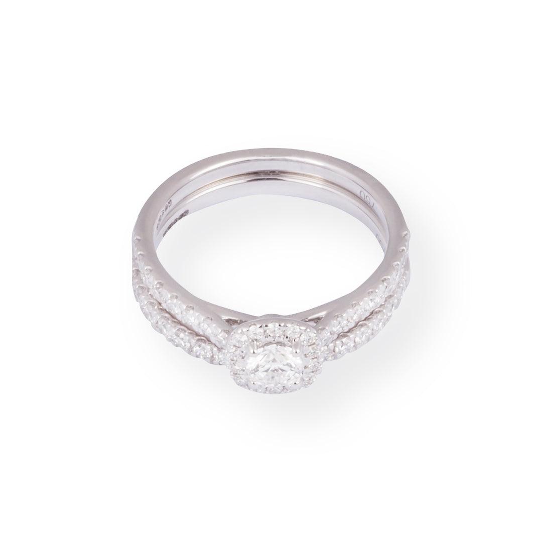 18ct White Gold Diamond Engagement Ring and Wedding Band Set 5812