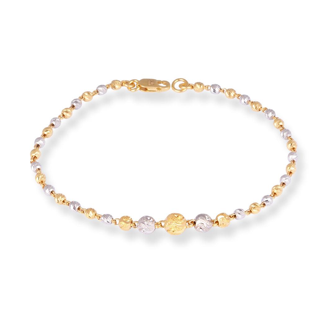 22ct Gold Gold Beaded And Rhodium Plated Bracelet With Lobster Clasp LBR-8563 - Minar Jewellers