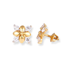 22ct Yellow Gold Cubic Zirconia Stud Earrings E-8654 - Minar Jewellers