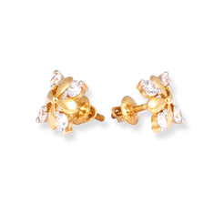 22ct Yellow Gold Cubic Zirconia Stud Earrings E-8654 - Minar Jewellers