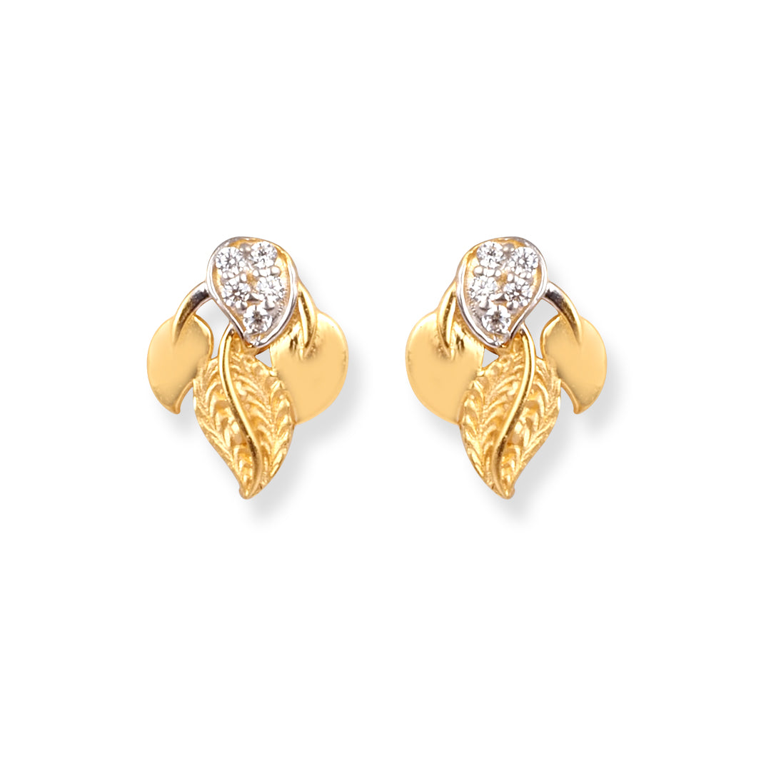 22ct Yellow Gold Cubic Zirconia Stud Earrings E-8653