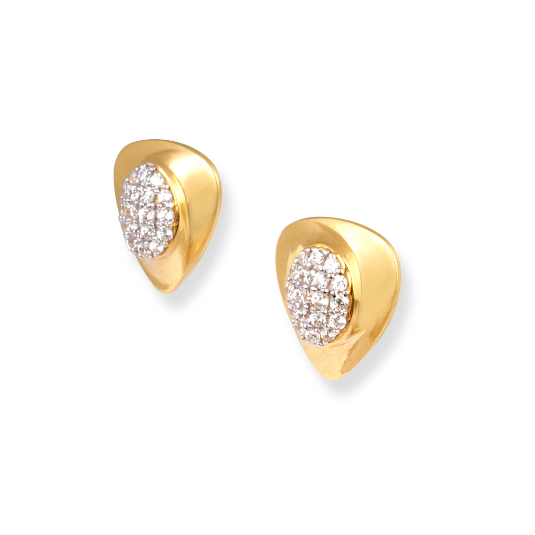 22ct Yellow Gold Pear Shape Cubic Zirconia Stud Earrings E-8651
