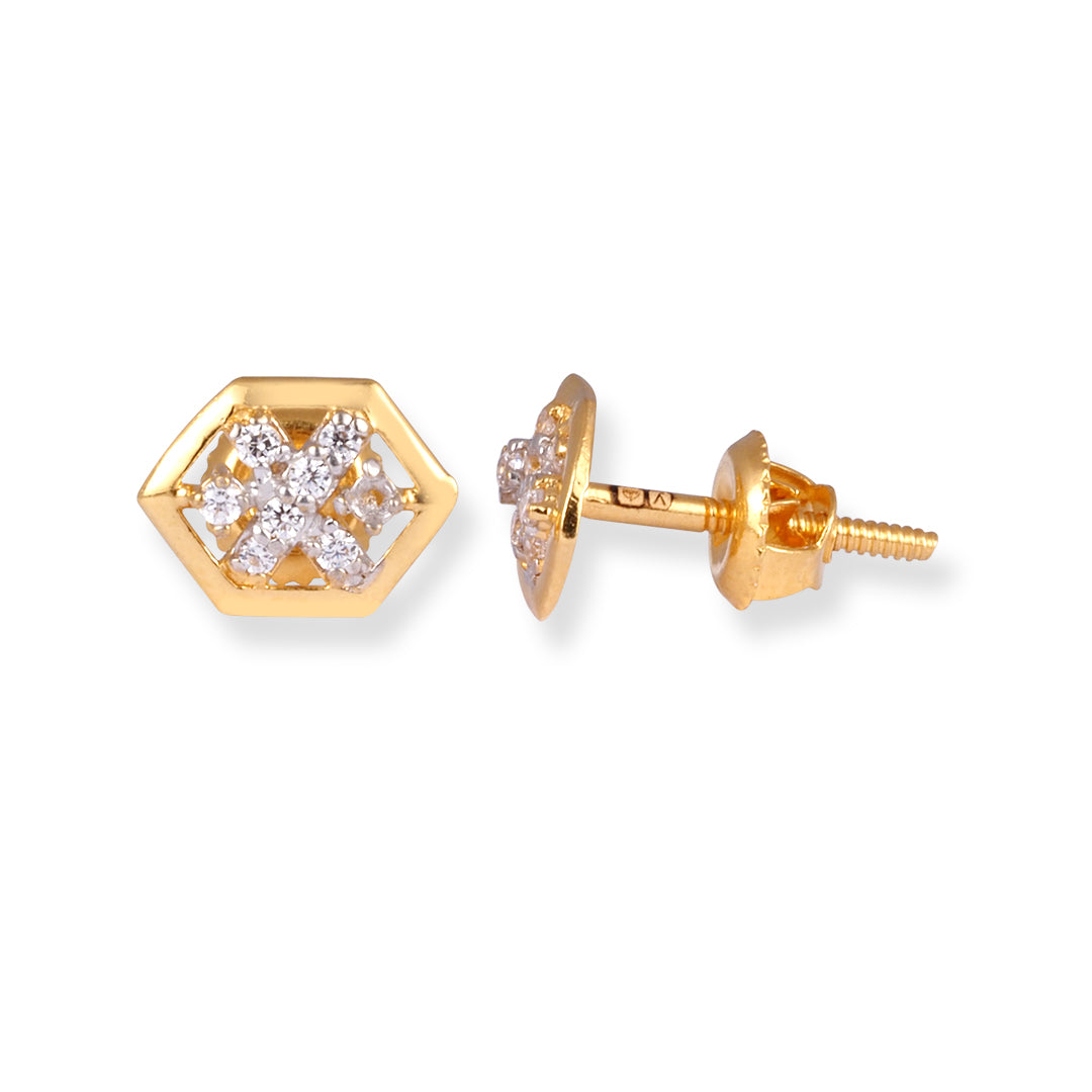 22ct Yellow Gold Cubic Zirconia Stud Earrings E-8650