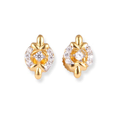 22ct Yellow Gold Cubic Zirconia Stud Earrings E-8655 - Minar Jewellers