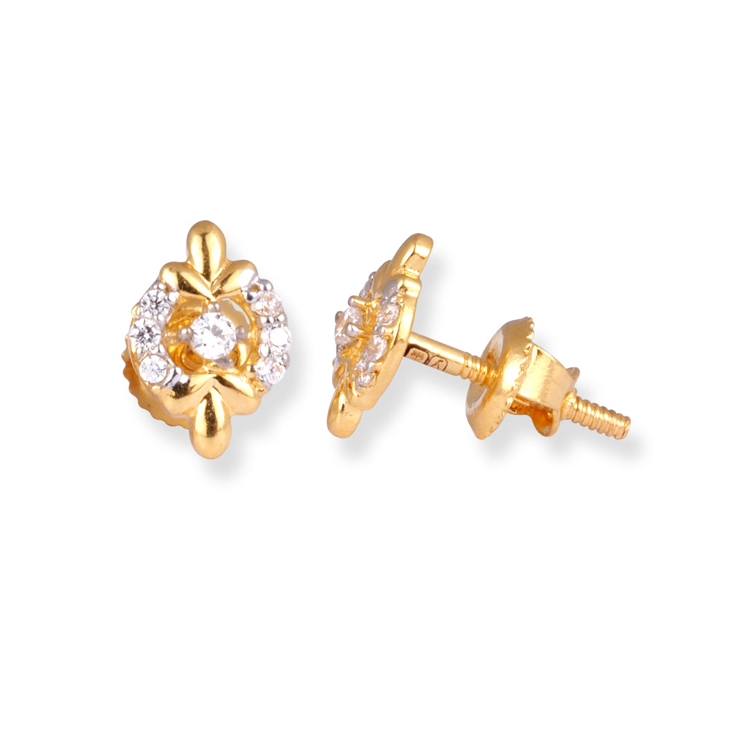 22ct Yellow Gold Cubic Zirconia Stud Earrings E-8655