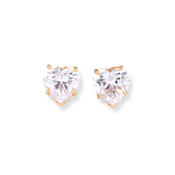 22ct Yellow Gold Heart Shaped Cubic Zirconia Stud Earrings E-8649 - Minar Jewellers