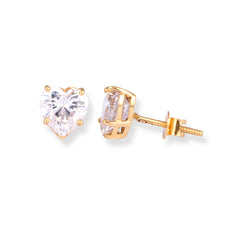 22ct Yellow Gold Heart Shaped Cubic Zirconia Stud Earrings E-8649 - Minar Jewellers