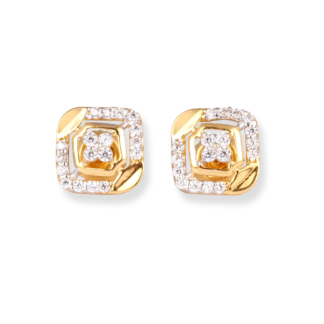 22ct Gold Stud Earrings with Cubic Zirconia Stones E-8645